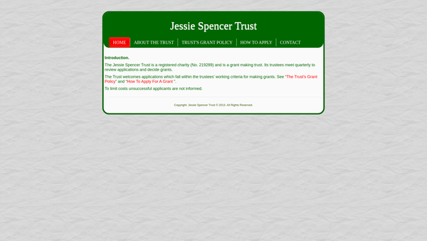 Screenshot of the The Jessie Spencer Trust website