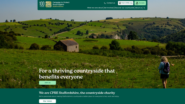 Screenshot of the The Staffordshire Branch Of The Campaign To Protect Rural England website