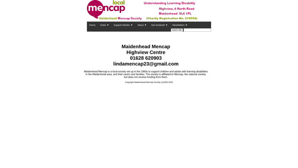 Screenshot of the Maidenhead Mencap website
