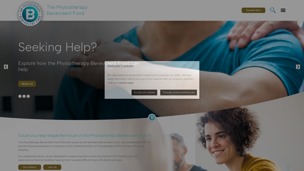 Screenshot of the The Physiotherapy Benevolent Fund website