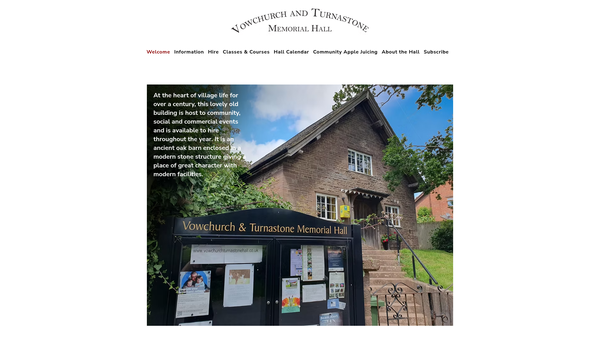 Screenshot of the Vowchurch And Turnastone Memorial Hall website