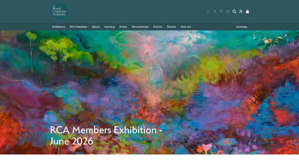 Screenshot of the Royal Cambrian Academy Of Art website
