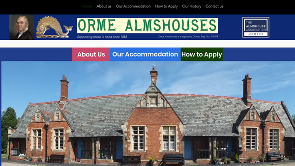 Screenshot of the The Orme Almshouses website