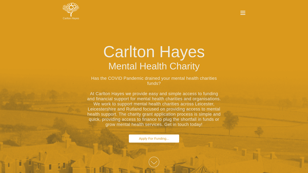 Screenshot of the The Carlton Hayes Mental Health Charity website
