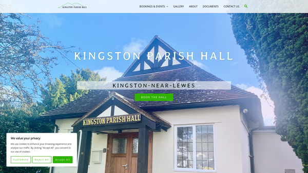 Screenshot of the Kingston Parish Hall website