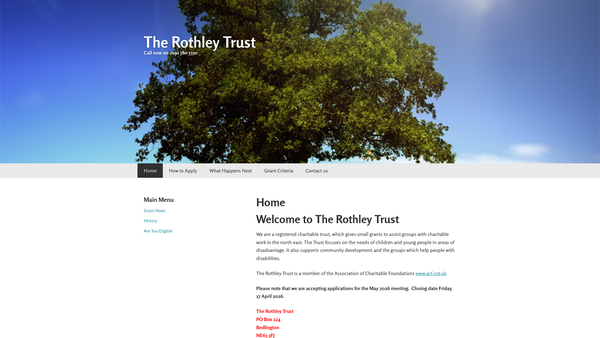Screenshot of the The Rothley Trust website