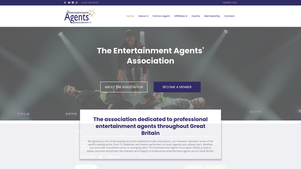 Screenshot of the The Entertainment Agents' Association Benevolent Fund website