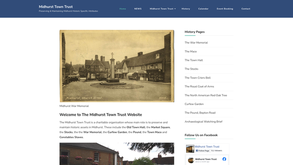 Screenshot of the The Midhurst Town Trust website