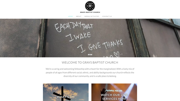 Screenshot of the Grays Baptist Church website