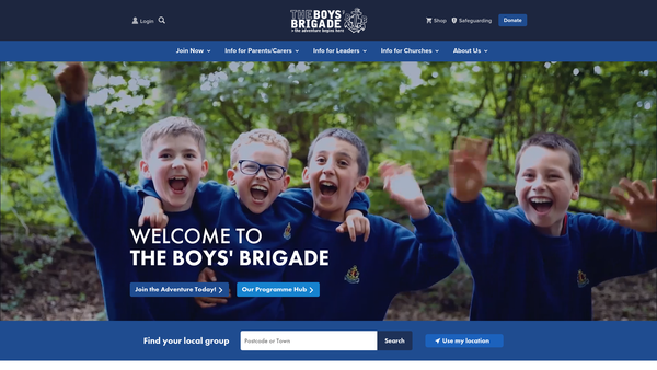 Screenshot of the The Boys Brigade Hall Rhyl website