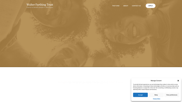 Screenshot of the Walter Farthing (Trust) Limited website