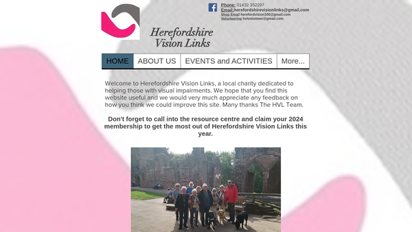 Screenshot of the Herefordshire Association For The Blind website