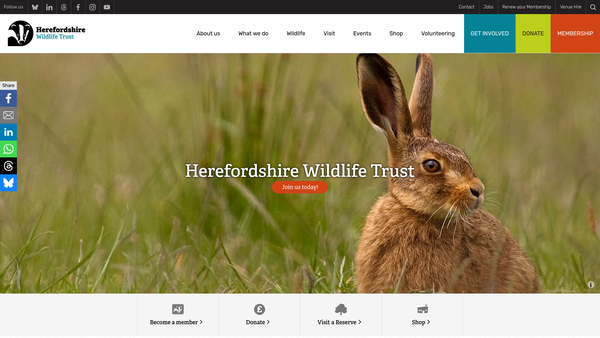 Screenshot of the The Herefordshire Wildlife Trust Limited website