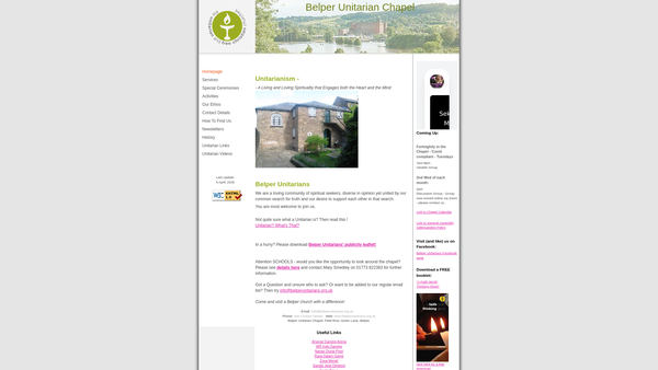 Screenshot of the Anthony Radford Strutt For Unitarian Chapel website