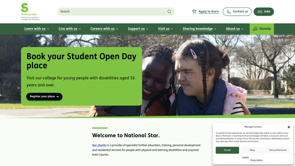 Screenshot of the National Star Foundation website