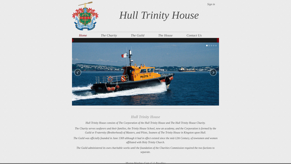 Screenshot of the Hull Trinity House Charity website