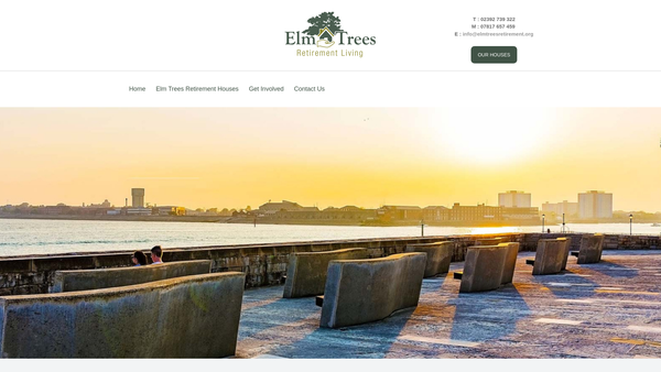 Screenshot of the Elm Trees Retirement Living Limited website