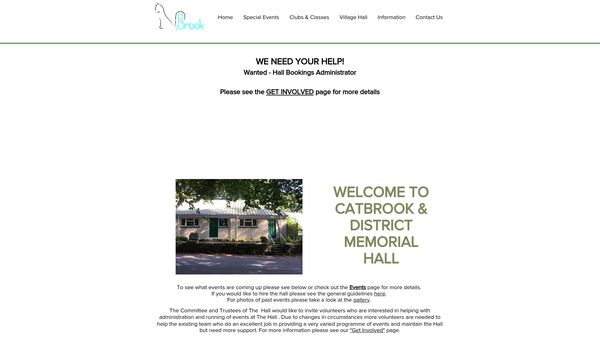 Screenshot of the Catbrook And District Memorial Hall website