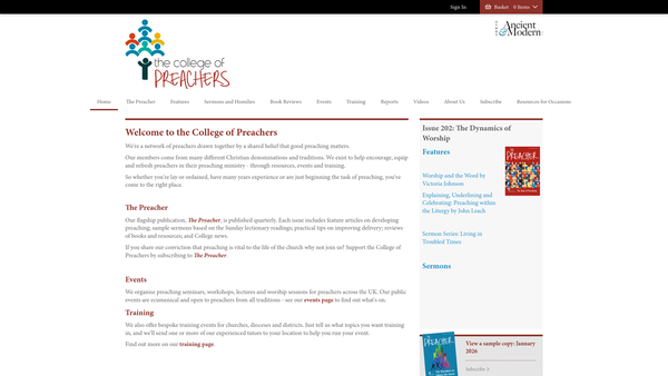 Screenshot of the The College of Preachers website