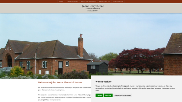 Screenshot of the The John Henry Keene Memorial Homes website