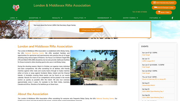 Screenshot of the The London And Middlesex Rifle Association website
