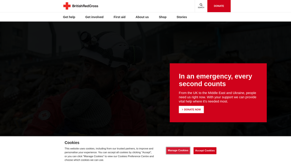 Screenshot of the The British Red Cross Society website