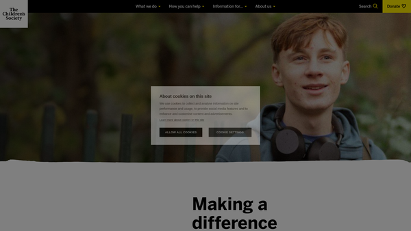 Screenshot of the Church Of England Children's Society website