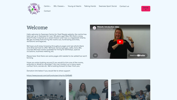 Screenshot of the The Swansea Centre For Deaf People website