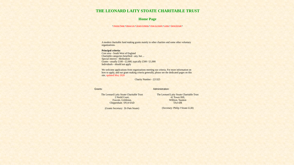 Screenshot of the The Leonard Laity Stoate Charity website