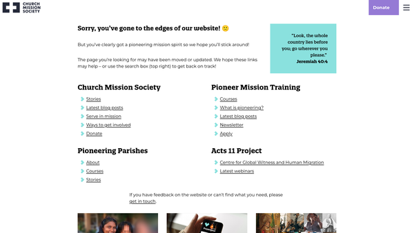 Screenshot of the The South American Mission Society website