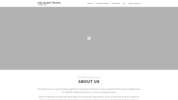 Screenshot of the The Talbot Trusts website