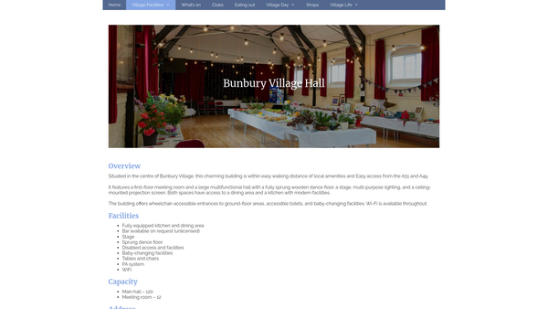 Screenshot of the Public Hall Bunbury website