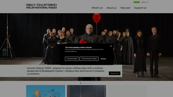 Screenshot of the Welsh National Opera Limited website