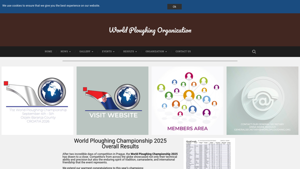 Screenshot of the World Ploughing Organisation website
