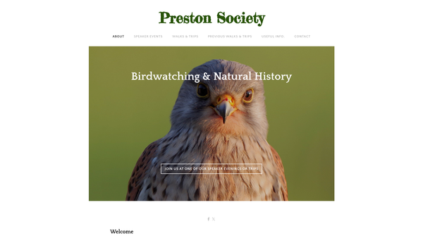 Screenshot of the The Preston Society website