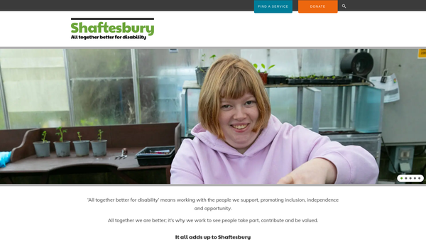 Screenshot of the The Shaftesbury Society website