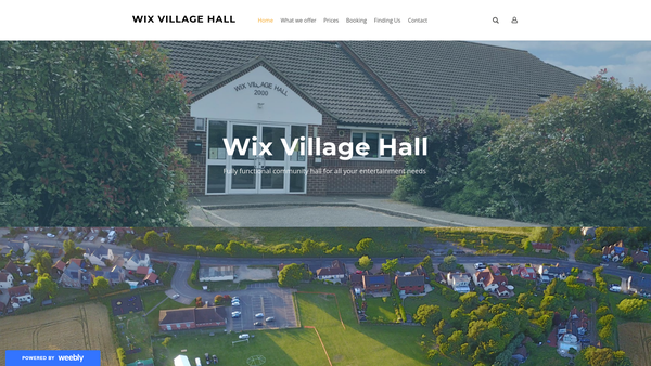 Screenshot of the Wix Village Hall website