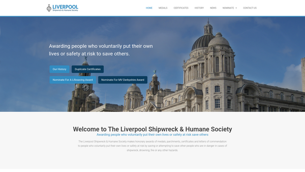 Screenshot of the Liverpool Shipwreck And Humane Society website