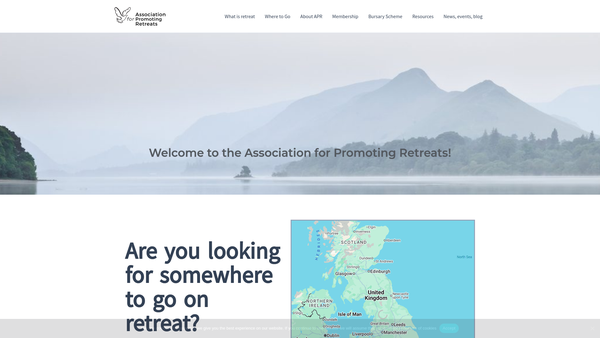 Screenshot of the Association For Promoting Retreats website