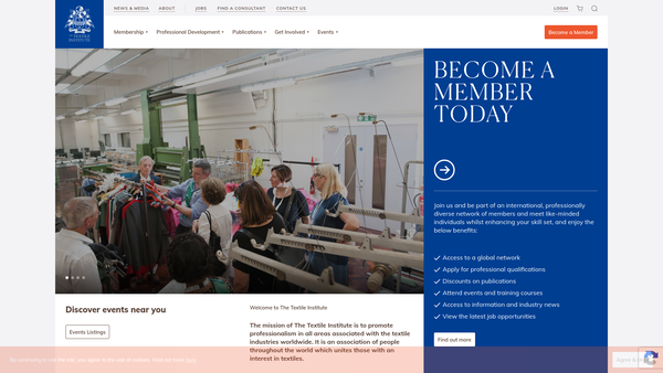Screenshot of the The Textile Institute website