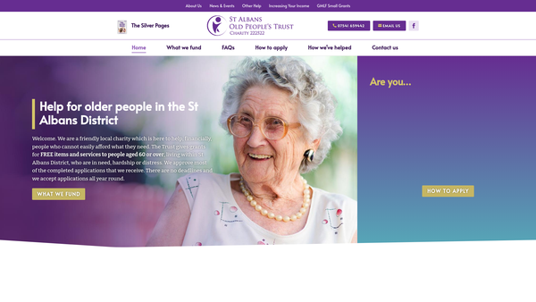 Screenshot of the St Albans Old People's Trust website