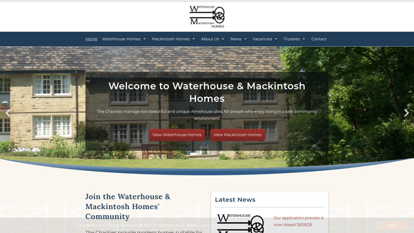 Screenshot of the John Mackintosh Memorial Homes website
