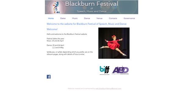 Screenshot of the Blackburn Festival Of Speech Music And Dance website
