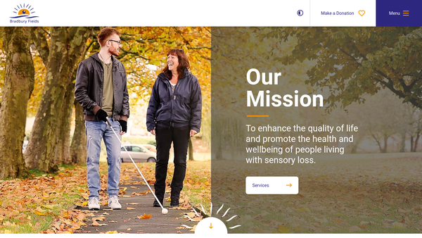 Screenshot of the Bradbury Fields Services For Blind And Partially Sighted People website