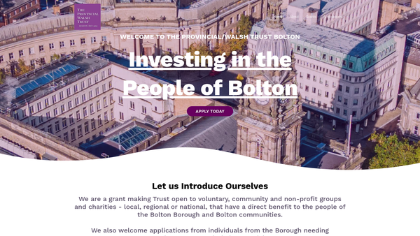 Screenshot of the Provincial/walsh Trust For Bolton website