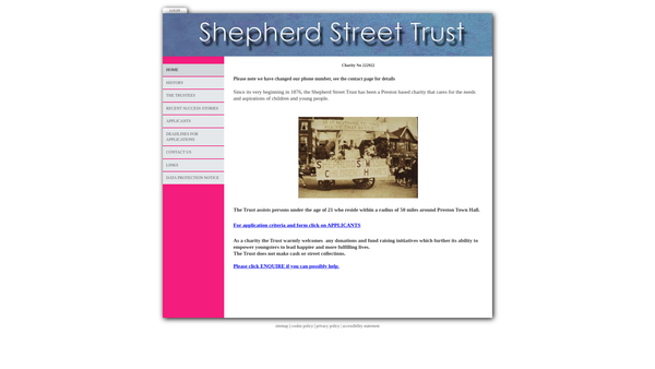 Screenshot of the The Shepherd Street Trust website