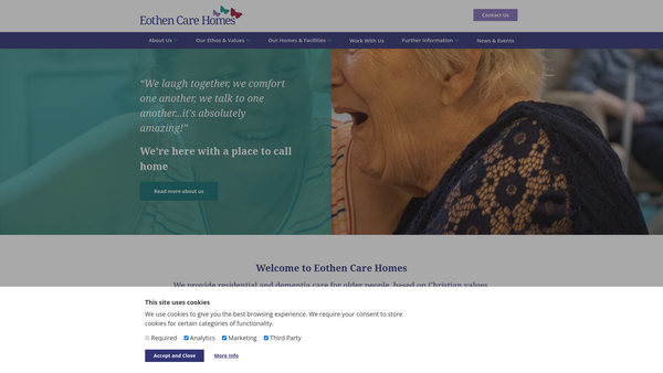 Screenshot of the Eothen Homes Limited website