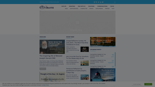 Screenshot of the Congregation Of The Missionary Oblates Of The Most Holy And Immaculate Virgin Mary (Oblates Of Mary Immaculate) website