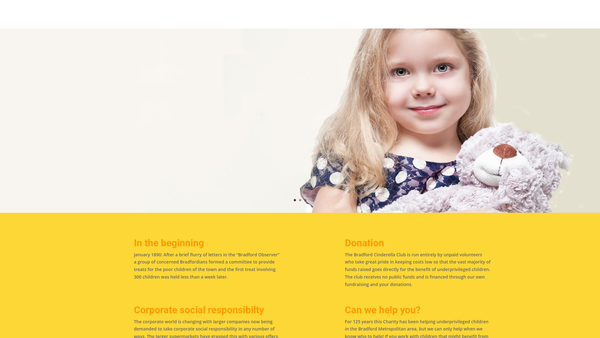 Screenshot of the Bradford Cinderella Club website
