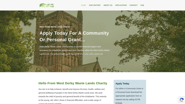 Screenshot of the West Derby Waste Lands Charity website
